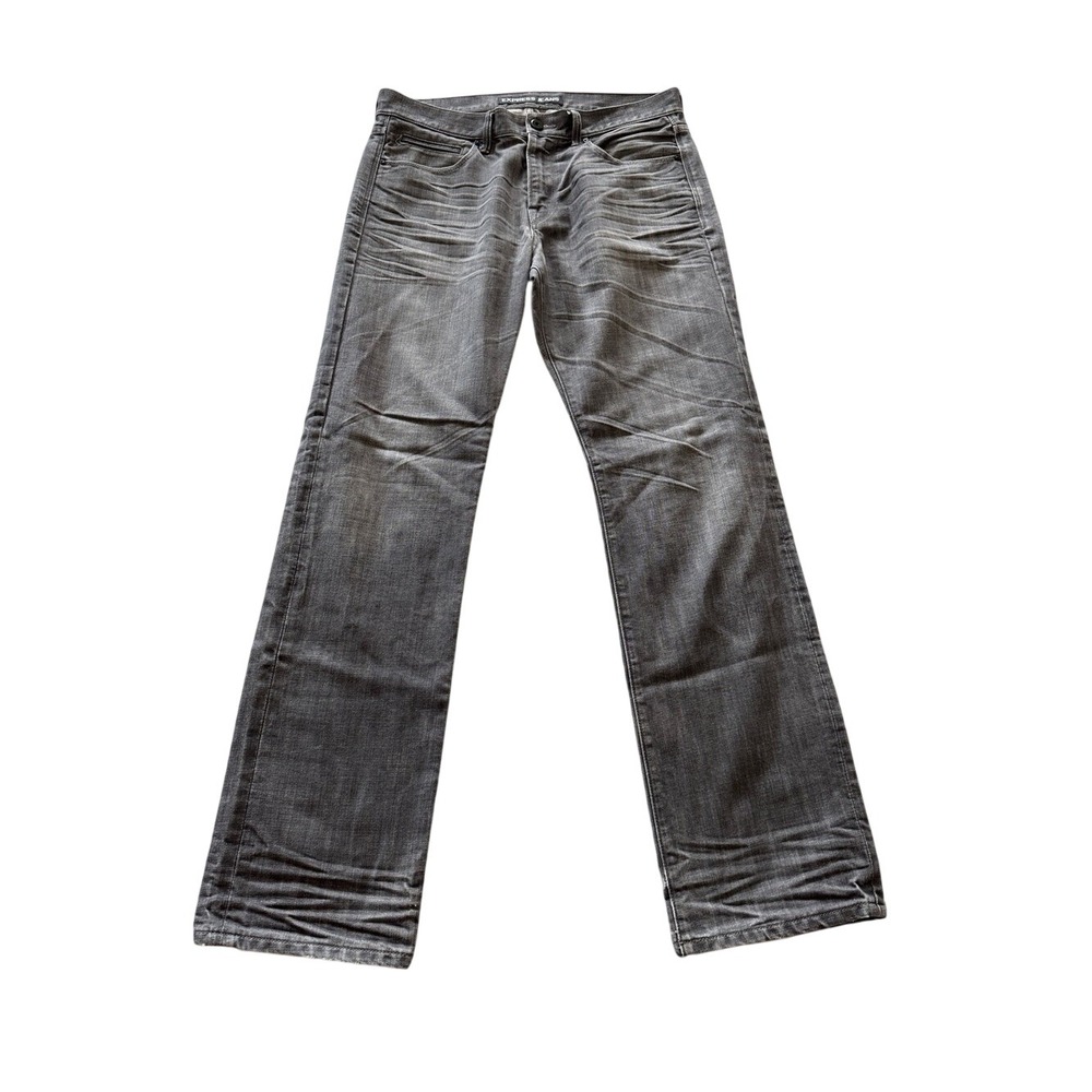 Express Jeans Men's Gray Straight Leg Denim Jeans Size 32x34‎